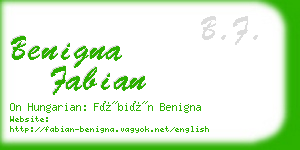 benigna fabian business card